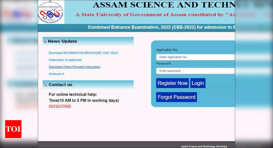 Assam CEE 2022 application process begins at astu.ac.in, apply here – Times of IndiaAssam CEE 2022 application process begins at astu.ac.in, apply here – Times of India