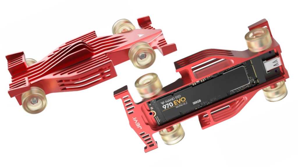 This stylish toy race car hides an external SSD enclosureThis stylish toy race car hides an external SSD enclosure